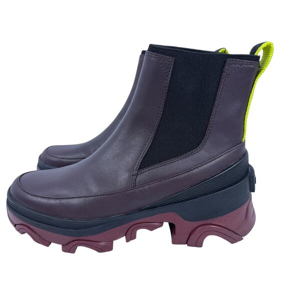 Sorel Chelsea Boot Brex Womens 8 Waterproof Leather Cinder Black Pull On Lug - Picture 4 of 9